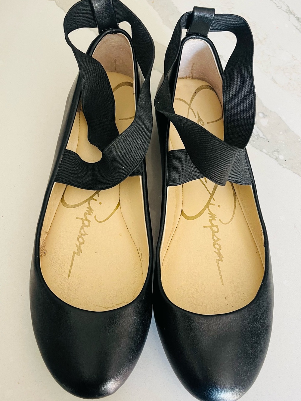 Jessica Simpson Black Ballet Flats with Ankle Straps